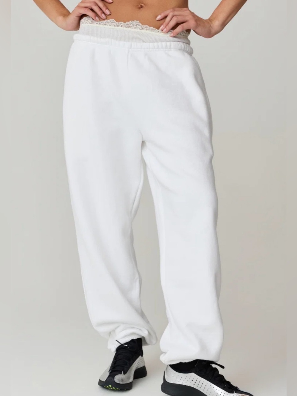ASHER Sebi Sweatpants White Cloud Fleece Joggers Size M